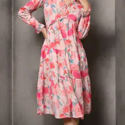 Shein Elegant Flounce Sleeves Floral Print Tiered Dress-picture-37