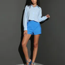 sam Women Straight Fit Flat-Front Shorts image 5