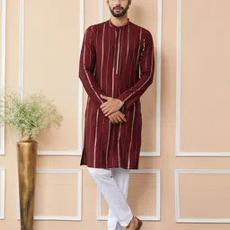 see designs Men Embellished Regular Fit Long Kurta image 5