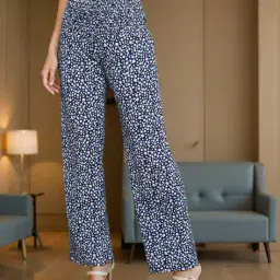 Shein Full Length Smocked Waist Floral Print Straight Fit Pants image 1