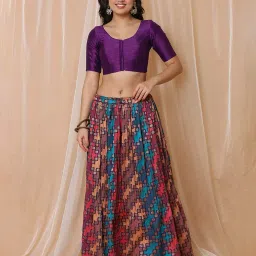 salwar studio Round-Neck Front-Open Blouse image 5