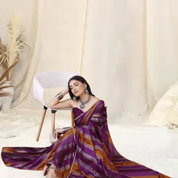 mirchi fashion Women Leheriya Print Chiffon Saree image 5