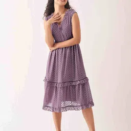 aask Women Chevron Pattern Fit & Flare Dress image 5