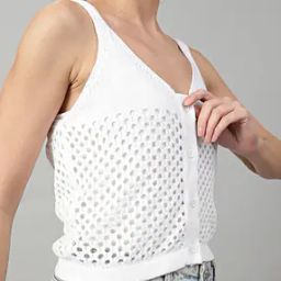 Shein Short Length Strappy Sleeves Ribbed Waist Crochet Fitted Top-picture-40