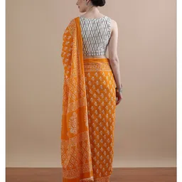 jaipur kurti Women Floral Print Pure Cotton Mulmul Saree image 5