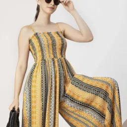 moomaya Women Chevron Print Jumpsuit with Insert Pockets image 5