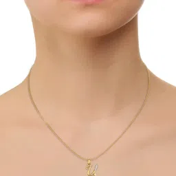 pc jeweller 18KT The U Alphabet Yellow-Gold Diamond Pendant image 5