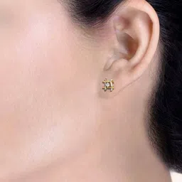 kuberbox Yellow Gold Diamonds Studded Stud Earrings image 5