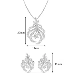 clara Sterling Silver American Diamond-Studded Pendant & Earrings Set image 5