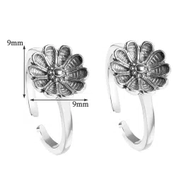 clara Silver Floral Toe Rings image 5