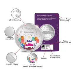 kundan Pure Silver Happy Birthday Coin image 5