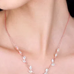 giva Women Sterling Silver Rose Gold-Plated Leafy Heart Jewellery Set image 5