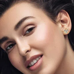 valanova Women Yellow Gold Lab Grown Diamond Stud Earrings image 5