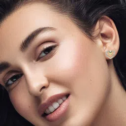 valanova Women Yellow Gold Lab Grown Diamond Stud Earrings image 5