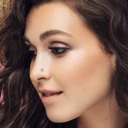 valanova Women Sterling Silver Gold-Plated Lab Grown Diamond Nose Pin image 5