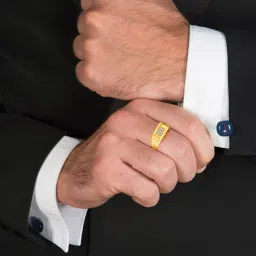 joyalukkas Men Yellow Gold Stone-Studded Band Ring image 5