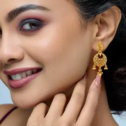 joyalukkas Women Yellow Gold Drop Earrings image 5