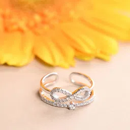 clara Women Sterling Silver American Diamond-Studded Ring image 5