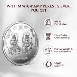 mmtc pamp Women Pure Silver Laxmi Coin image 5