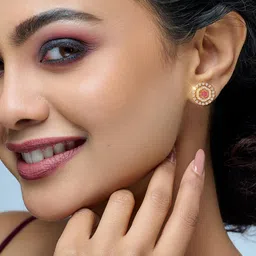 joyalukkas Women Yellow Gold Gemstone Stud Earrings image 5