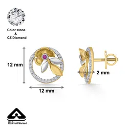 p n gadgil jewellers Women Yellow Gold Floral Stud Earrings image 5