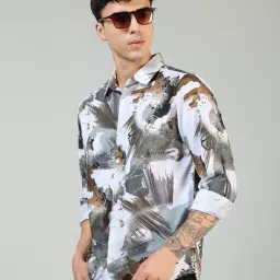 Shein Spread Collar Full Sleeve Abstract Print Shirt image 5