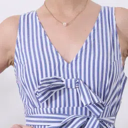 Shein Sleeveless Tie-Up Detail Striped A-Line Midi Dress image 5