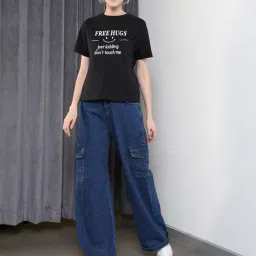 Shein Drop Shoulder Typographic Chest Print Loose Fit Tshirt image 5