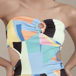 Shein Strapless Side Cut-Out Geometric Print Playsuit image 5