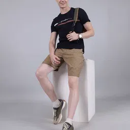 Shein Above the Knee Length Abstract Print Khaki Shorts image 4