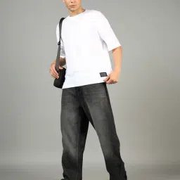 Shein Full Length Frayed Hem Panelled Mid Wash Jeans image 5