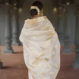 indie picks Floral Pattern Cotton Silk Saree with Stunning Zari Border image 5