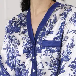 Shein Full Sleeve Graphic Print Contrast Trim Pyjama Set image 5