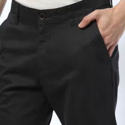 john players Men Checked Slim Fit Flat-Front Trousers image 5