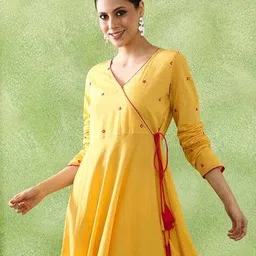 jaipur kurti Women Cotton Angrakha Kurta Set image 5