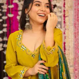 nyrika Women Embroidered Anarkali Kurta Suit Set image 5