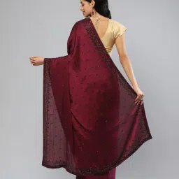 mbz.in by meena bazaar Women Embellished Chiffon Saree  image 5