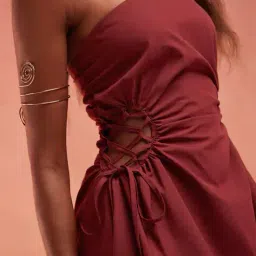 asos design Bandeau Lattice Detail Waist Midi A-Line Dress image 5