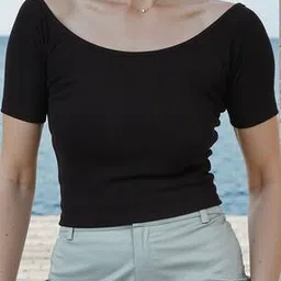 Shein Boat Neck Raglan Short Sleeve Ribbed Top-picture-16