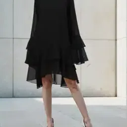 Shein Bell Sleeves Layered High Low Ruffled Dress-picture-10