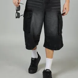 Shein Cargo Style Wide Leg Denim Shorts with Pockets-picture-19