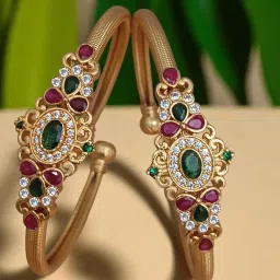 brado jewellery Women Gold-Plated Stone-Studded Bangles image 1