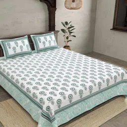 jaipur fabric Floral Print Double Bedsheet With 2 Pillow Covers image 1