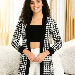 sakshi trader Women Checked Regular Fit Shrug image 1