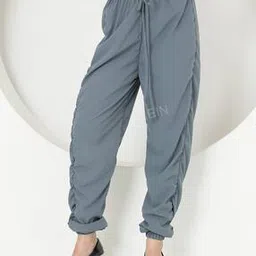 Shein Casual Ankle Length High Rise Waist Stone Ruched Track Pant-image-91