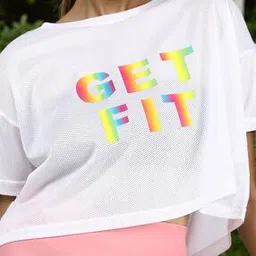 Shein Activewear Drop Shoulder Sleeves Typographic Print Fitted Tshirt-image-79