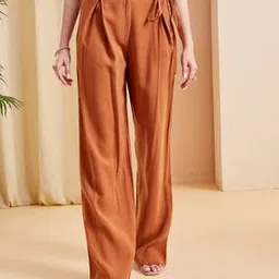 Shein Full Length Flexi Waist Tie-Up Pleated Pants-image-8