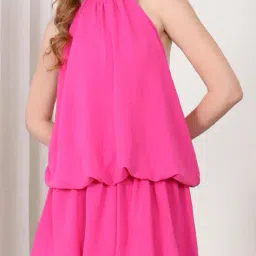 Shein Halter Neck Backless Layered Style Mini Bubble Dress image 1