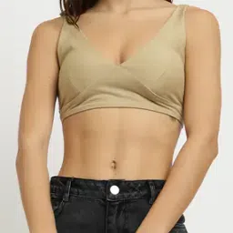 Shein Casual Slip-On V neck Micro crop Knit Top-picture-35
