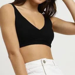 Shein Casual Slip-On V neck Micro crop Knit Top-image-2